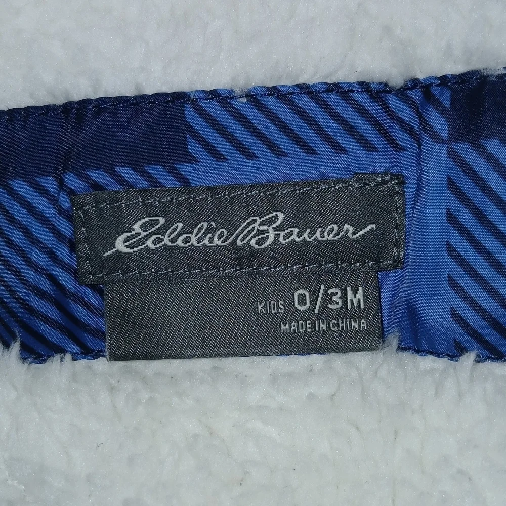 Navy Blue Eddie Bauer Fleece Lined Hooded Puffer INFANT 0/3Months Baby